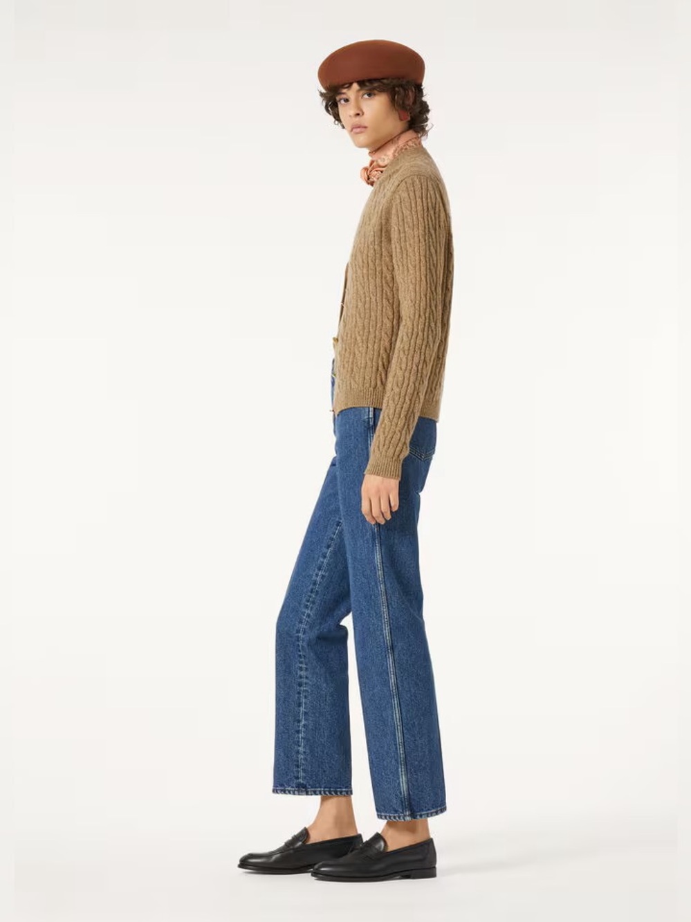 LORO PIANA BROOKE DENIM SILK STRAIGHT BLUE JEANS
